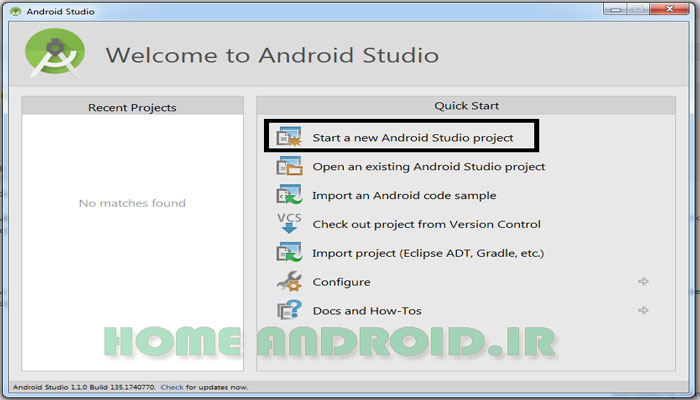 ایجاد پروژه جدید اندروید استودیو Android Studio